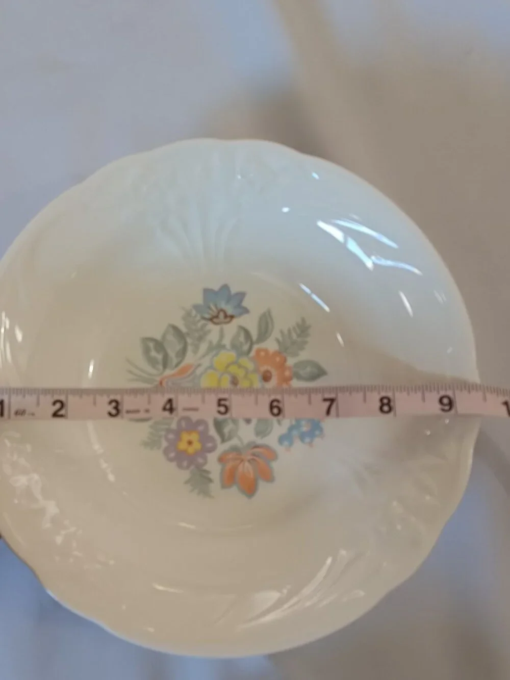 Crown Potteries Co. Vintage Serving Bowl Dish Made In USA 653 Floral Bouquet